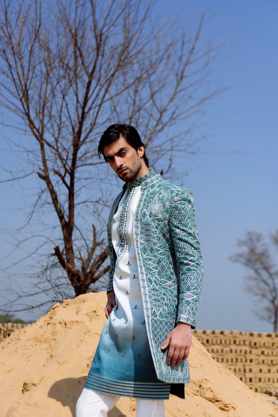 Sky Ombre Sherwani