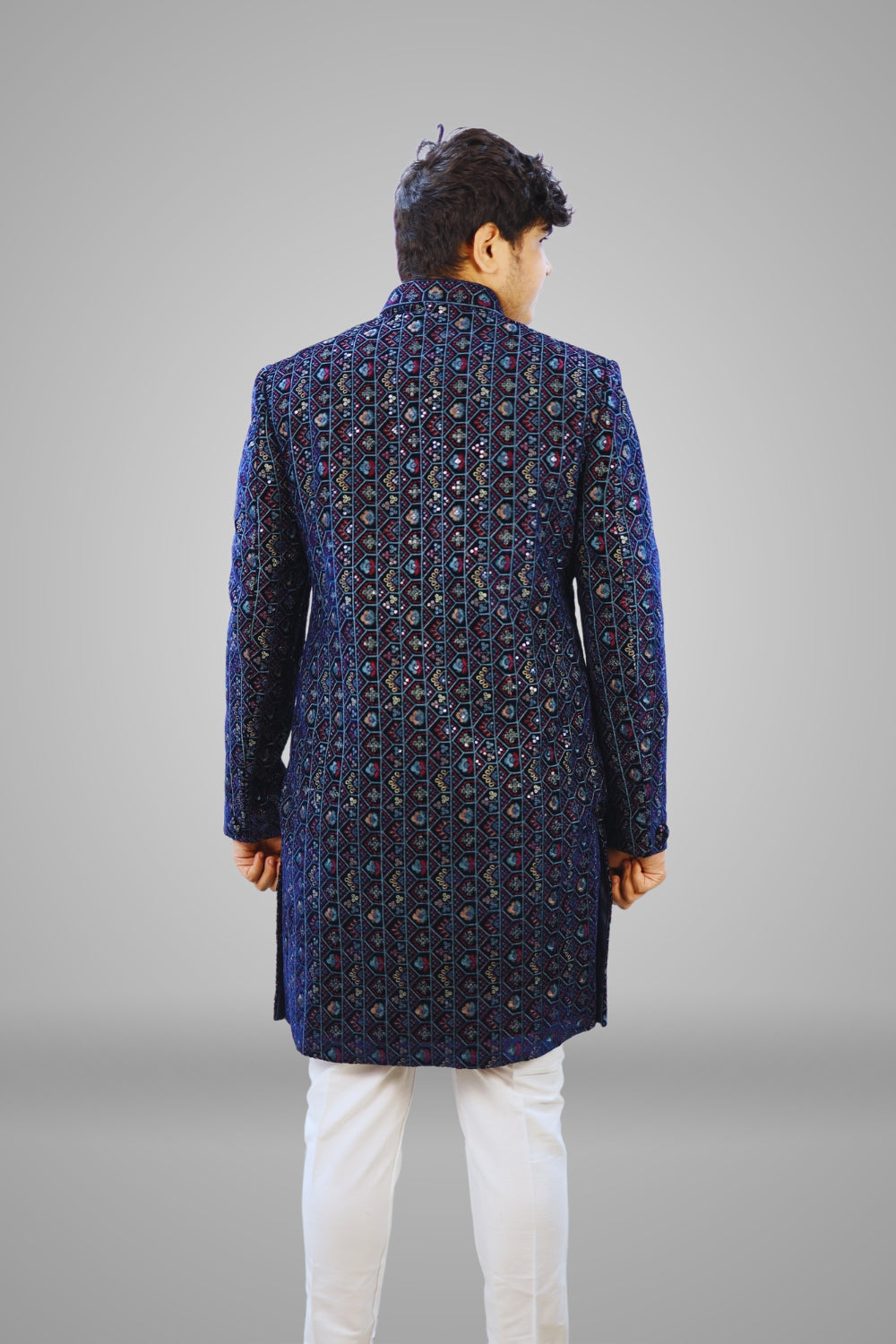 Velvet Fabric Detail – Nawabi Indo Western Set